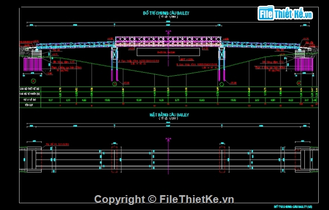 Bản vẽ cầu tạm,Cầu Bailey,Cầu tạm,bản vẽ cầu,cầu bailey